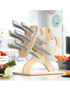 MERCAHOGAR Set de Cuchillos con Soporte de Madera Spartan InnovaGoods 7 Piezas
