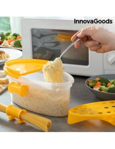 MERCAHOGAR Cuecepasta para Microondas 4 en 1 con Accesorios y Recetas Pastrainest InnovaGoods