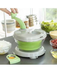 MERCAHOGAR Centrifugadora, Picadora y Mezcladora Manual 4 en 1 con Accesorios y Recetas Chopix InnovaGoods
