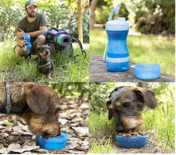MERCAHOGAR Botella con Depósito de Agua y Comida para Mascotas 2 en 1 Pettap InnovaGoods