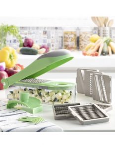 MERCAHOGAR Cortador de Verduras, Rallador y Mandolina con Recetas y Accesorios 7 en 1 Choppie Expert InnovaGoods