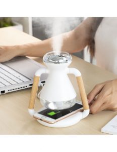 MERCAHOGAR Humidificador Difusor de Aromas y Cargador Inalámbrico 3 en 1 Misvolt InnovaGoods