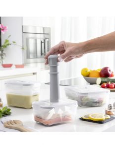 MERCAHOGAR Set de 3 Recipientes para Envasado al Vacío con Bomba Manual Vacse InnovaGoods
